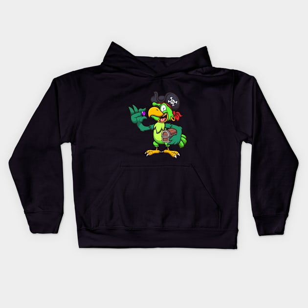 Pirate Parrot With Treasure Kids Hoodie by TheMaskedTooner